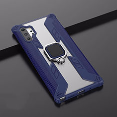 Silikon Hülle Handyhülle und Kunststoff Schutzhülle Tasche mit Magnetisch Ständer A02 für Samsung Galaxy Note 10 Plus Blau