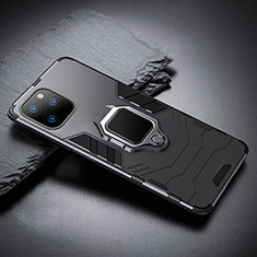 Silikon Hülle Handyhülle und Kunststoff Schutzhülle Tasche mit Magnetisch Ständer für Apple iPhone 11 Pro Max Schwarz
