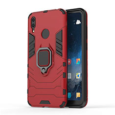 Silikon Hülle Handyhülle und Kunststoff Schutzhülle Tasche mit Magnetisch Ständer für Huawei Enjoy 9 Rot