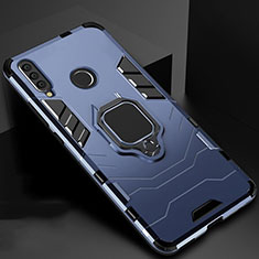 Silikon Hülle Handyhülle und Kunststoff Schutzhülle Tasche mit Magnetisch Ständer für Huawei Honor 20 Lite Blau