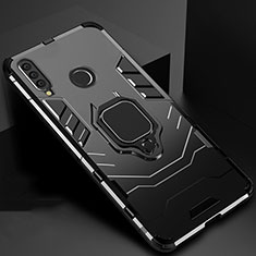 Silikon Hülle Handyhülle und Kunststoff Schutzhülle Tasche mit Magnetisch Ständer für Huawei Honor 20 Lite Schwarz