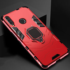 Silikon Hülle Handyhülle und Kunststoff Schutzhülle Tasche mit Magnetisch Ständer für Huawei Honor 20E Rot
