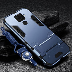 Silikon Hülle Handyhülle und Kunststoff Schutzhülle Tasche mit Magnetisch Ständer für Huawei Mate 30 Lite Blau