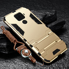 Silikon Hülle Handyhülle und Kunststoff Schutzhülle Tasche mit Magnetisch Ständer für Huawei Mate 30 Lite Gold