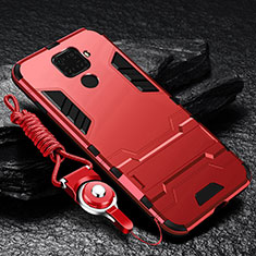 Silikon Hülle Handyhülle und Kunststoff Schutzhülle Tasche mit Magnetisch Ständer für Huawei Mate 30 Lite Rot