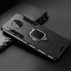 Silikon Hülle Handyhülle und Kunststoff Schutzhülle Tasche mit Magnetisch Ständer für Huawei Mate 30E Pro 5G Schwarz