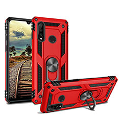 Silikon Hülle Handyhülle und Kunststoff Schutzhülle Tasche mit Magnetisch Ständer für Huawei P30 Lite New Edition Rot