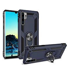 Silikon Hülle Handyhülle und Kunststoff Schutzhülle Tasche mit Magnetisch Ständer für Huawei P30 Pro New Edition Blau