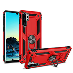 Silikon Hülle Handyhülle und Kunststoff Schutzhülle Tasche mit Magnetisch Ständer für Huawei P30 Pro New Edition Rot