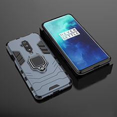 Silikon Hülle Handyhülle und Kunststoff Schutzhülle Tasche mit Magnetisch Ständer für OnePlus 7T Pro Blau