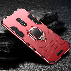 Silikon Hülle Handyhülle und Kunststoff Schutzhülle Tasche mit Magnetisch Ständer für Realme X Rot