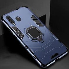 Silikon Hülle Handyhülle und Kunststoff Schutzhülle Tasche mit Magnetisch Ständer für Samsung Galaxy M40 Blau