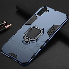Silikon Hülle Handyhülle und Kunststoff Schutzhülle Tasche mit Magnetisch Ständer für Samsung Galaxy Note 10 5G Blau
