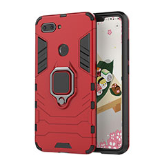 Silikon Hülle Handyhülle und Kunststoff Schutzhülle Tasche mit Magnetisch Ständer für Xiaomi Mi 8 Lite Rot