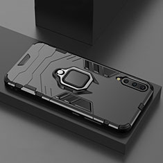 Silikon Hülle Handyhülle und Kunststoff Schutzhülle Tasche mit Magnetisch Ständer für Xiaomi Mi 9 Lite Schwarz
