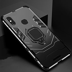 Silikon Hülle Handyhülle und Kunststoff Schutzhülle Tasche mit Magnetisch Ständer für Xiaomi Mi A2 Lite Schwarz
