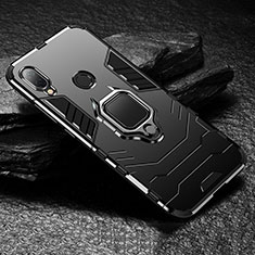 Silikon Hülle Handyhülle und Kunststoff Schutzhülle Tasche mit Magnetisch Ständer für Xiaomi Redmi Note 7 Pro Schwarz