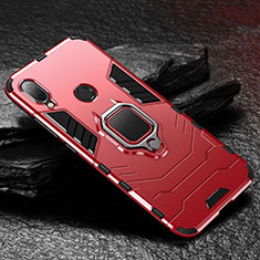 Silikon Hülle Handyhülle und Kunststoff Schutzhülle Tasche mit Magnetisch Ständer für Xiaomi Redmi Note 7 Rot