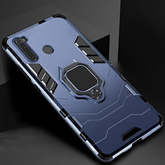 Silikon Hülle Handyhülle und Kunststoff Schutzhülle Tasche mit Magnetisch Ständer für Xiaomi Redmi Note 8 (2021) Blau