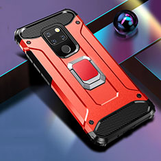 Silikon Hülle Handyhülle und Kunststoff Schutzhülle Tasche mit Magnetisch Ständer H01 für Huawei Mate 20 X 5G Rot