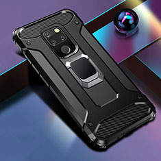 Silikon Hülle Handyhülle und Kunststoff Schutzhülle Tasche mit Magnetisch Ständer H01 für Huawei Mate 20 X 5G Schwarz