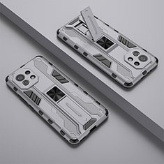 Silikon Hülle Handyhülle und Kunststoff Schutzhülle Tasche mit Magnetisch Ständer H01 für Xiaomi Mi 11 5G Grau