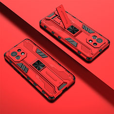 Silikon Hülle Handyhülle und Kunststoff Schutzhülle Tasche mit Magnetisch Ständer H01 für Xiaomi Mi 11 5G Rot