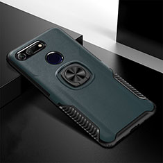 Silikon Hülle Handyhülle und Kunststoff Schutzhülle Tasche mit Magnetisch Ständer H02 für Huawei Honor V20 Grün