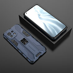 Silikon Hülle Handyhülle und Kunststoff Schutzhülle Tasche mit Magnetisch Ständer H03 für Xiaomi Mi 11 5G Blau