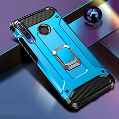 Silikon Hülle Handyhülle und Kunststoff Schutzhülle Tasche mit Magnetisch Ständer K01 für Huawei P Smart+ Plus (2019) Blau