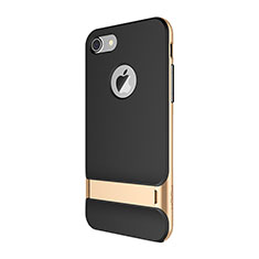 Silikon Hülle Handyhülle und Kunststoff Schutzhülle Tasche mit Ständer A01 für Apple iPhone SE (2020) Gold