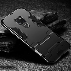 Silikon Hülle Handyhülle und Kunststoff Schutzhülle Tasche mit Ständer A01 für Huawei Mate 20 Schwarz