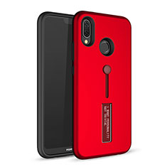 Silikon Hülle Handyhülle und Kunststoff Schutzhülle Tasche mit Ständer A01 für Huawei Nova 3e Rot