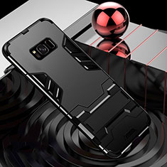 Silikon Hülle Handyhülle und Kunststoff Schutzhülle Tasche mit Ständer A01 für Samsung Galaxy S8 Plus Schwarz