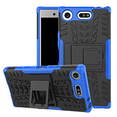 Silikon Hülle Handyhülle und Kunststoff Schutzhülle Tasche mit Ständer A01 für Sony Xperia XZ1 Compact Blau