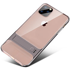 Silikon Hülle Handyhülle und Kunststoff Schutzhülle Tasche mit Ständer A02 für Apple iPhone 11 Pro Grau