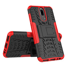 Silikon Hülle Handyhülle und Kunststoff Schutzhülle Tasche mit Ständer A02 für Huawei G10 Rot
