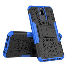 Silikon Hülle Handyhülle und Kunststoff Schutzhülle Tasche mit Ständer A02 für Huawei Mate 10 Lite Blau
