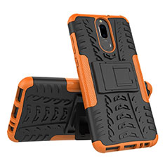 Silikon Hülle Handyhülle und Kunststoff Schutzhülle Tasche mit Ständer A02 für Huawei Mate 10 Lite Orange
