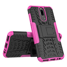 Silikon Hülle Handyhülle und Kunststoff Schutzhülle Tasche mit Ständer A02 für Huawei Mate 10 Lite Pink