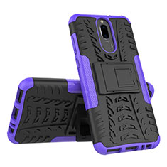Silikon Hülle Handyhülle und Kunststoff Schutzhülle Tasche mit Ständer A02 für Huawei Mate 10 Lite Violett