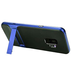 Silikon Hülle Handyhülle und Kunststoff Schutzhülle Tasche mit Ständer A02 für Samsung Galaxy S9 Blau