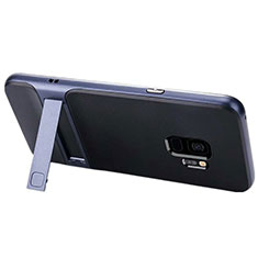 Silikon Hülle Handyhülle und Kunststoff Schutzhülle Tasche mit Ständer A02 für Samsung Galaxy S9 Hellblau