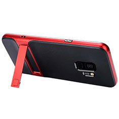 Silikon Hülle Handyhülle und Kunststoff Schutzhülle Tasche mit Ständer A02 für Samsung Galaxy S9 Rot