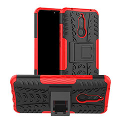 Silikon Hülle Handyhülle und Kunststoff Schutzhülle Tasche mit Ständer A02 für Xiaomi Redmi 8 Rot