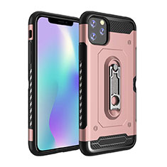 Silikon Hülle Handyhülle und Kunststoff Schutzhülle Tasche mit Ständer A03 für Apple iPhone 11 Pro Rosegold