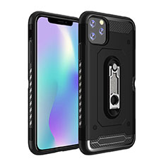 Silikon Hülle Handyhülle und Kunststoff Schutzhülle Tasche mit Ständer A03 für Apple iPhone 11 Pro Schwarz