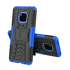 Silikon Hülle Handyhülle und Kunststoff Schutzhülle Tasche mit Ständer A03 für Huawei Mate 20 Pro Blau