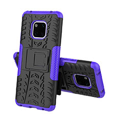 Silikon Hülle Handyhülle und Kunststoff Schutzhülle Tasche mit Ständer A03 für Huawei Mate 20 Pro Violett