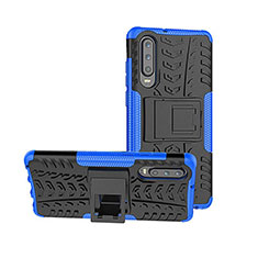 Silikon Hülle Handyhülle und Kunststoff Schutzhülle Tasche mit Ständer A03 für Huawei P30 Blau